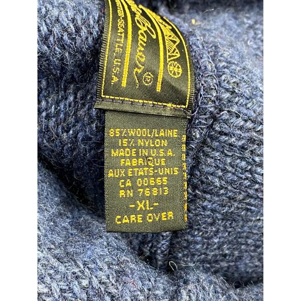 Vtg Eddie Bauer Sweater Men XL Wool Knitted Ribbed Hem Fisherman Boatcore Preppy